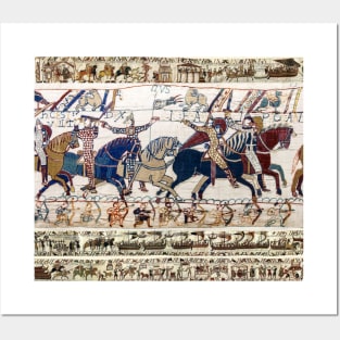 THE BAYEUX TAPESTRY ,BATTLE OF HASTINGS ,NORMAN KNIGHTS HORSEBACK Posters and Art
